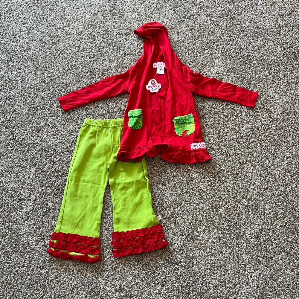 Ruffle Girl Hooded Jacket, Lolly Wolly Doodle Pants, Size 3